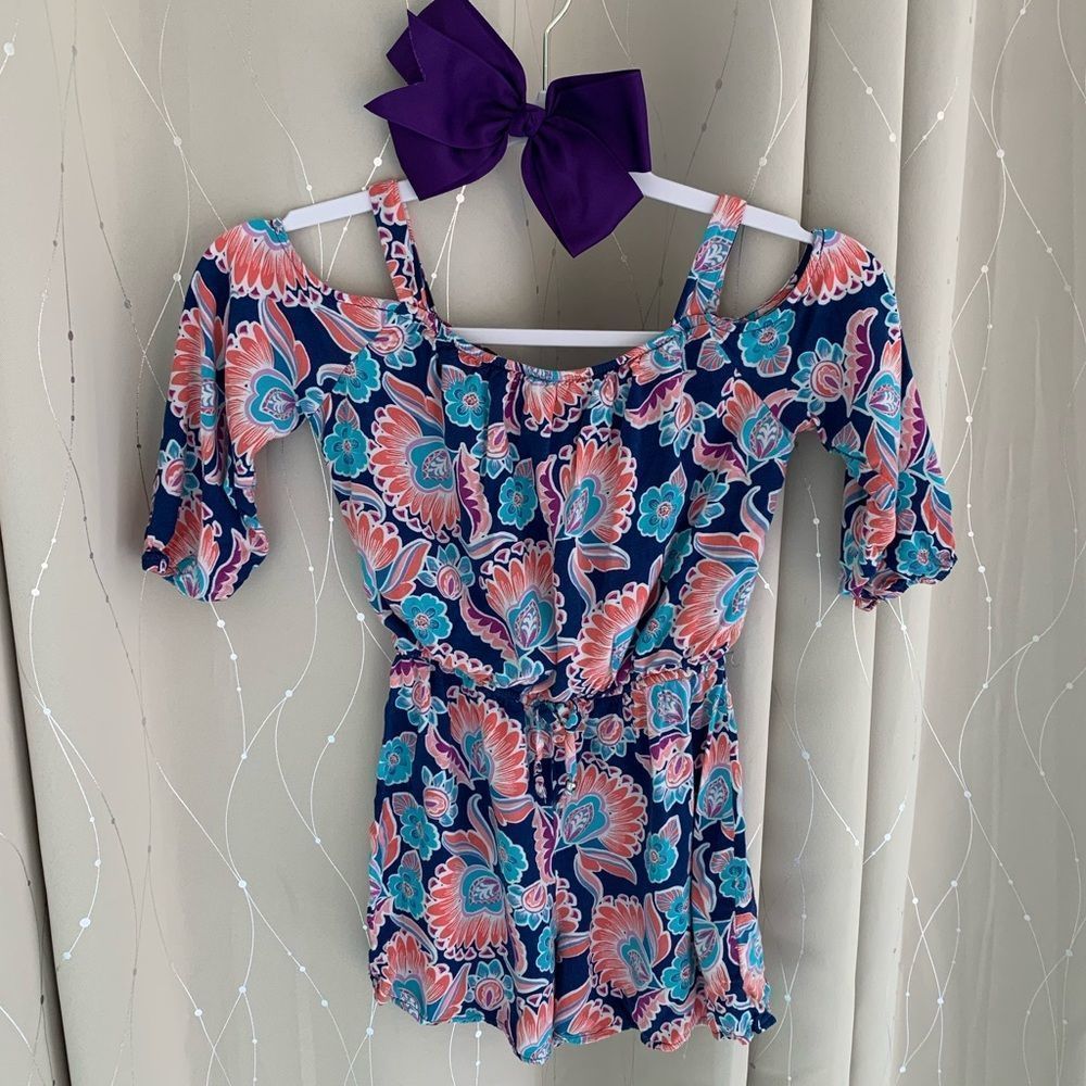 Iz byer Girls Floral/Paisley Romper